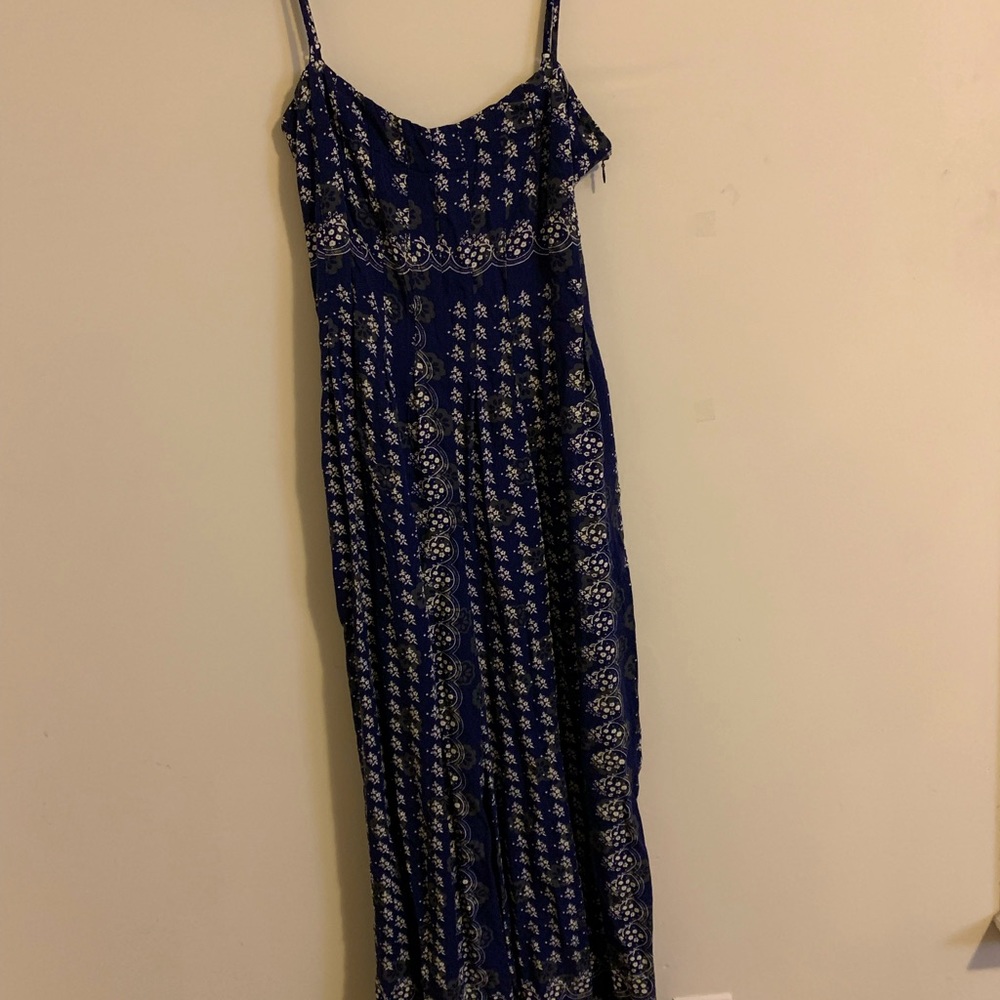 Urban Outfitters Navy Blue Patterned Jumpsuit